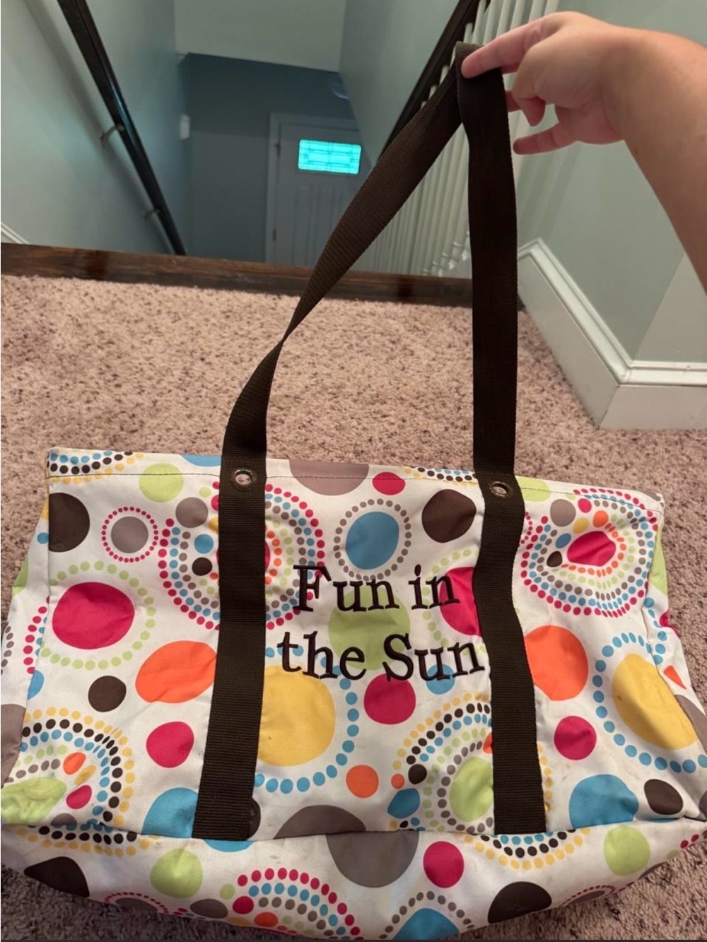 Fun in the Sun Thirty one Colorful Polka Dot Tote Bag